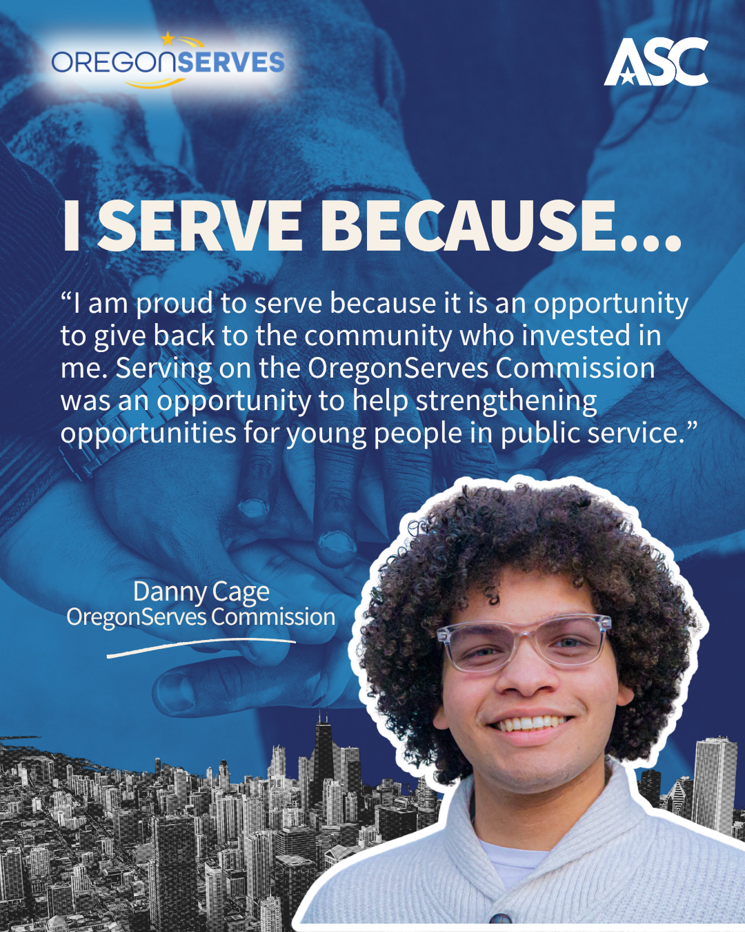 Danny Cage, OR Quote from Danny Cage and photo of her smiling