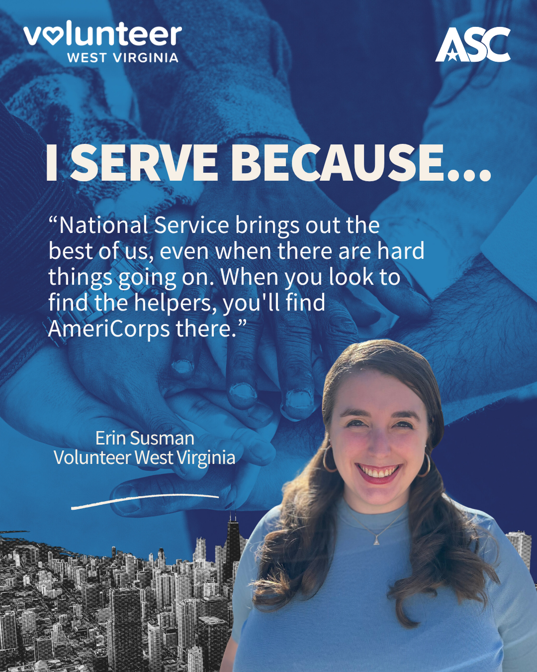 Quote from Erin Susman and photo of her smiling