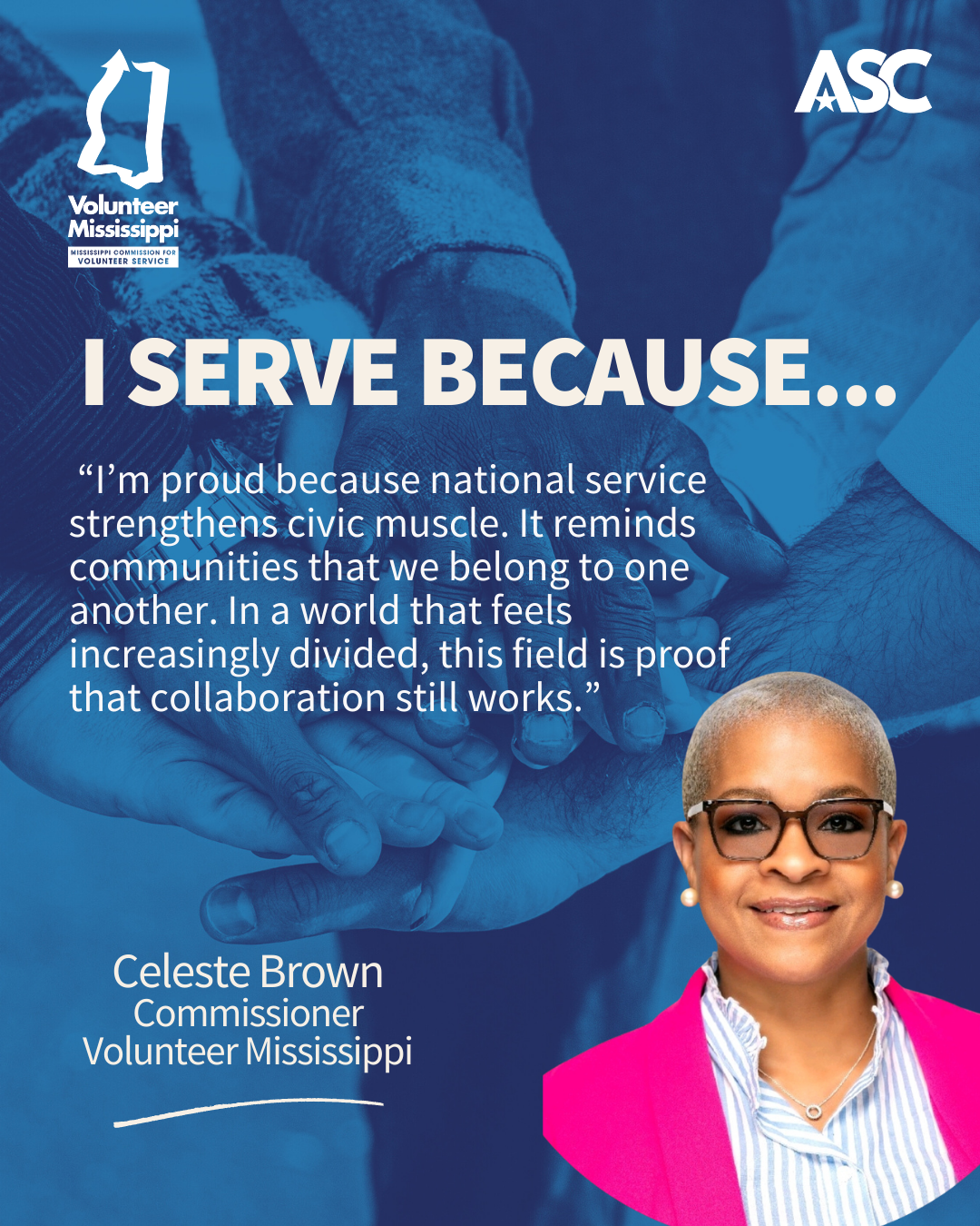 Quote from Celeste Brown and photo of her smiling